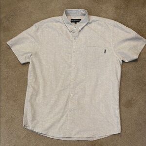 Gray Casual Button Down Shirt with Relaxed Fit